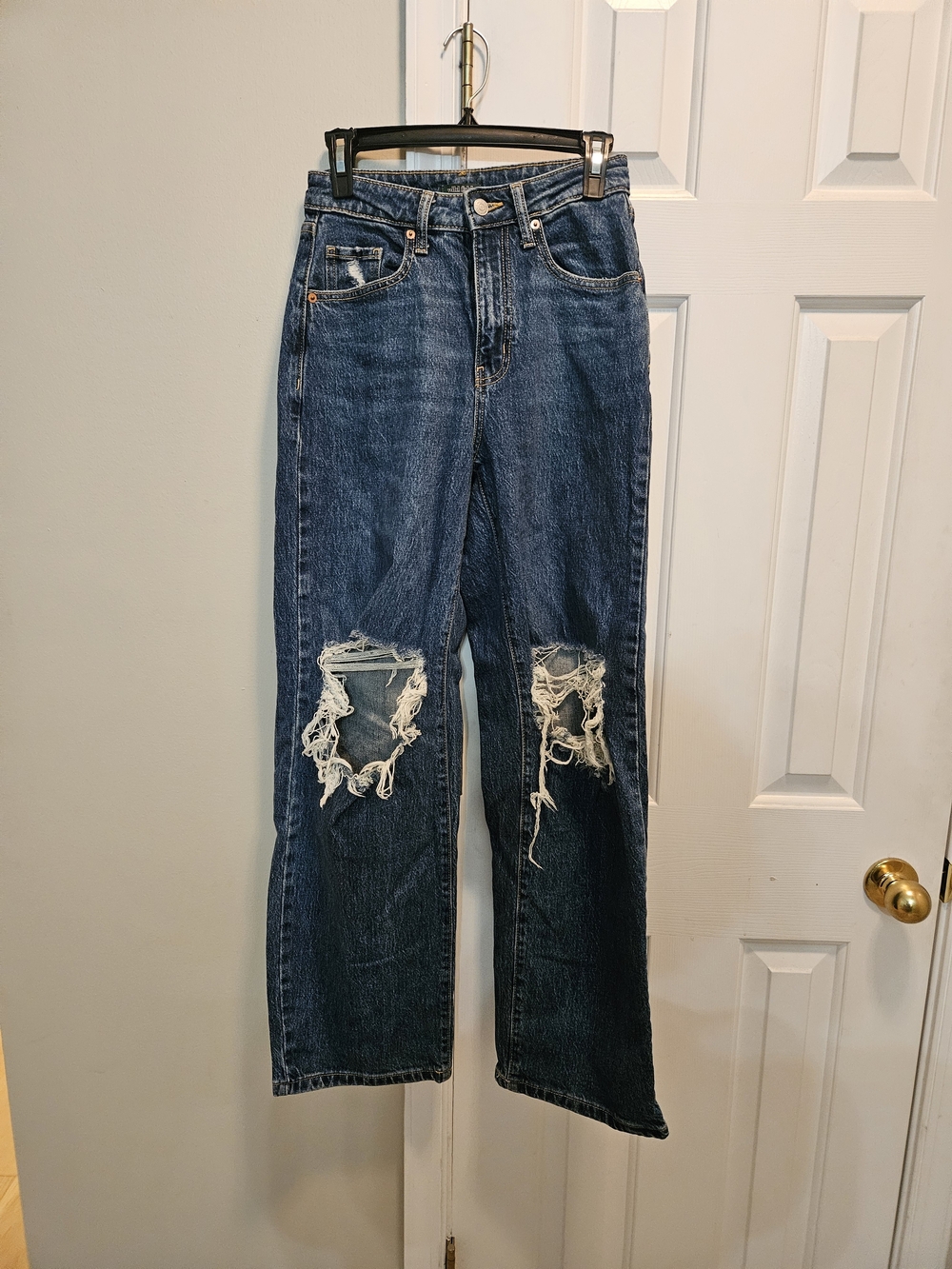 wild fable Dark Blue Distressed Boyfriend Jeans
